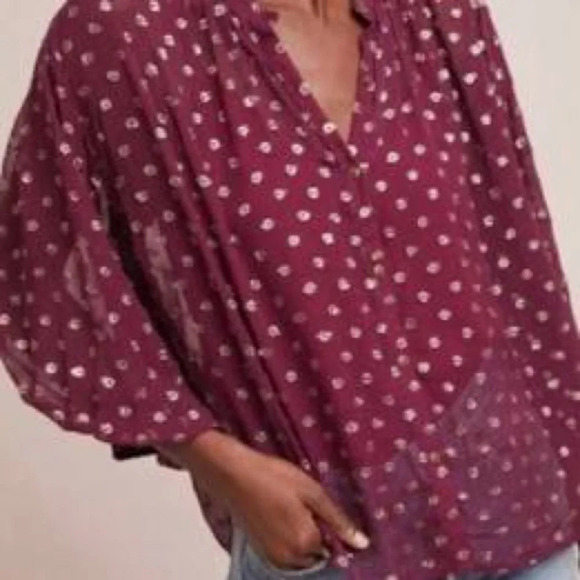 Anthropologie Moulinette Souers Polka Dot Top Size XS EUC - Picture 1 of 4